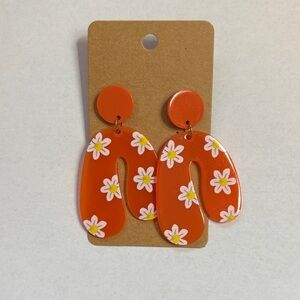 Retro Floral Orange Earrings